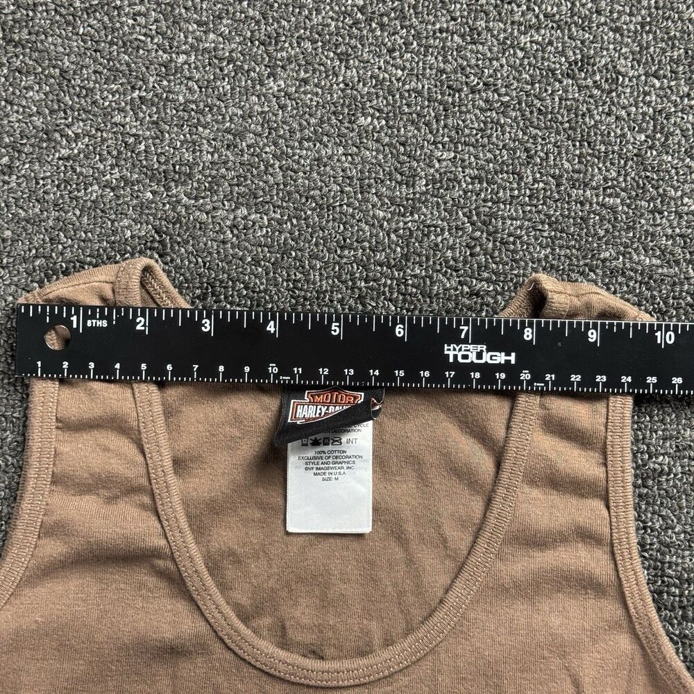 Harley Davidson Women's Brown Bedazzled Rhinestone Tank Top Size Medium Y2K - Picture 5 of 12